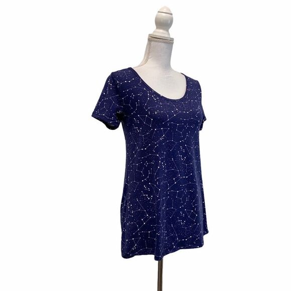 LULAROE Blue Constellations Stars Print Top Blouse - Picture 2 of 6